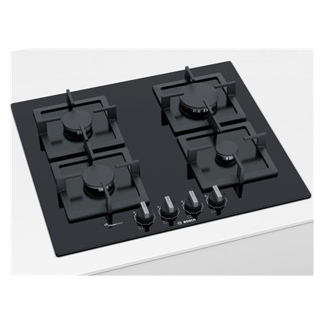 Bosch | PPP6A6B20 | Hob | Gas on glass | Number of burners/cooking zones 4 | Rotary knobs | Black